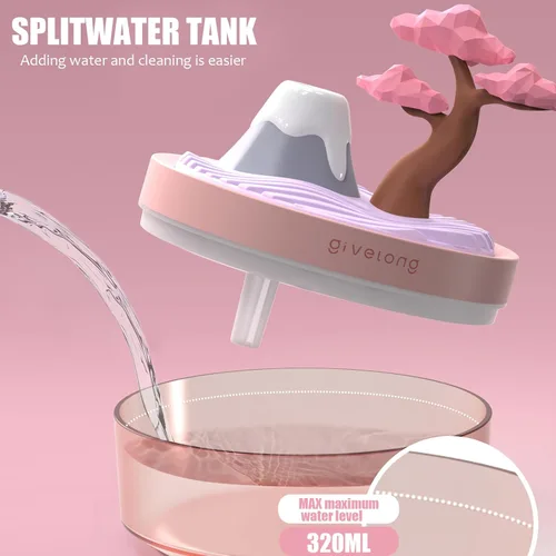 Miniatura 5 de PRATIQUE Mini humidificadores portátiles de escritorio para dormitorio, humidificador pequeño con cerezo, niebla silenciosa, fría, apagado Rosa