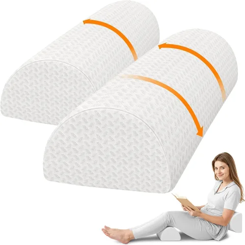 Miniatura 10 de SweetSlubr Almohada de rodilla para dormir de lado, almohada de espuma viscoelástica de media luna para piernas, almohada de elevación de cuña