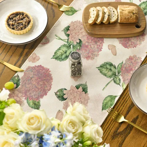 Miniatura 4 de Artoid Mode Camino de mesa de primavera de mariposa de hortensias rosas, decoración de mesa de comedor de cocina y vacaciones de verano, decoración