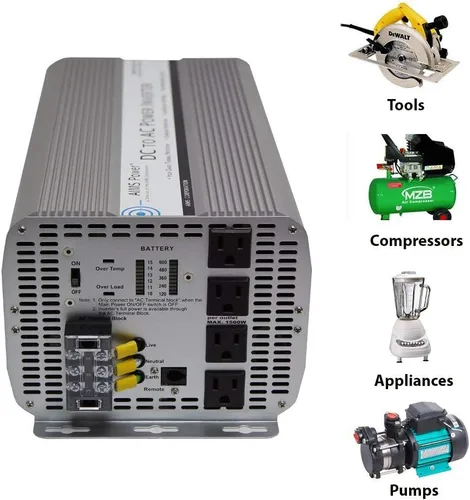 Miniatura 3 de AIMS Power inversor de corriente sinusoidal modificado, 12 vDC
