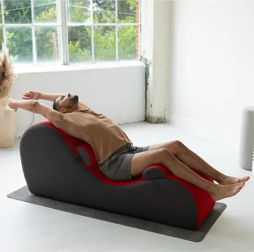Miniatura 7 de Avana Chakra Yoga Chaise - 2 reposacabezas ajustables y asas con correas ajustables, micro terciopelo/microbucle, rojo y gris