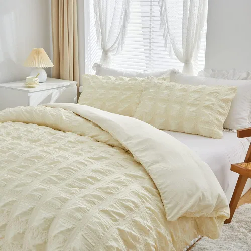 Miniatura 2 de Juego de edredón individual (66 x 90 pulgadas), color beige, ligero para todas las estaciones, juego de edredón y juego de cama con 1 almohada