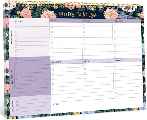 Miniatura 8 de Taja Bloc de notas semanal con 52 hojas sin fecha (8.5 x 11 pulgadas), planificador semanal de escritorio para mujeres y hombres, trabajo y hogar