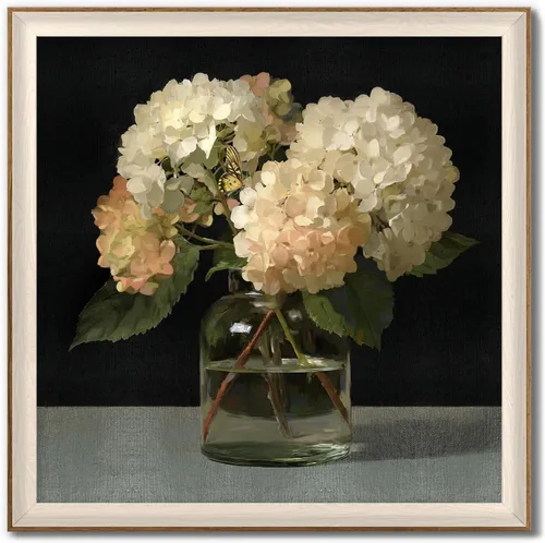 LAIART Lienzo enmarcado para pared, diseño retro de hortensias, decoración de pared para baño, dormitorio, sala de estar, comedor, 12 x 12 pulgadas