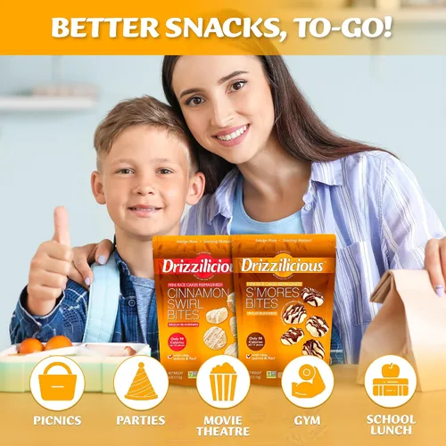 Miniatura 5 de Drizzilicious Mini Tostadas de Arroz - Tostadas de Arroz Crujientes, Snack Saludable para Adultos y Niños, Tostadas de Arroz Saborizadas, Veganas