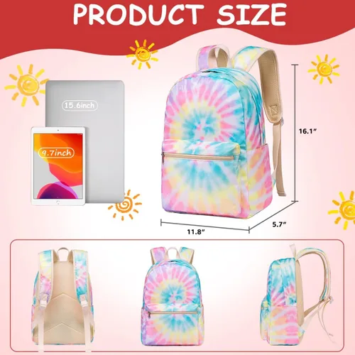 Miniatura 2 de CAMTOP Juego de morral y lonchera para niñas de preescolar y primaria, Teñido amarillo., S, Viajar