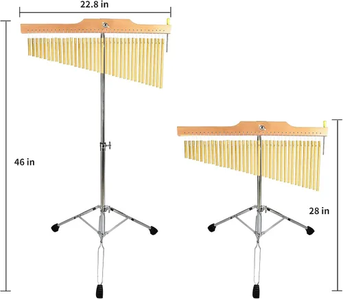 Miniatura 5 de ENNBOM Campanillas de barra con soporte ajustable para 25 notas 36 notas, campanillas de viento de una hilera, instrumento de percusión musical