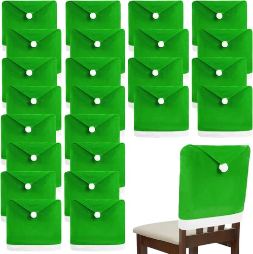 Miniatura 12 de Peryiter 24 piezas de decoraciones navideñas para sillas, fundas protectoras de terciopelo para sillas de comedor de Navidad, para cocina
