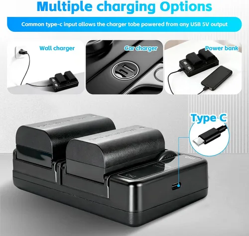 Miniatura 4 de Batería LP-E6 LP-E6N (paquete de 2) y cargador USB dual compatible con cámaras Canon EOS 5D Mark II III IV, 5DS, 5DS R, 6D, 6D Mark II, 7D, 7D Mark