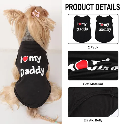 Miniatura 2 de Paquete de 2 camisetas sin mangas para perros pequeños, camiseta sin mangas para perros pequeños, camiseta sin mangas transpirable con texto