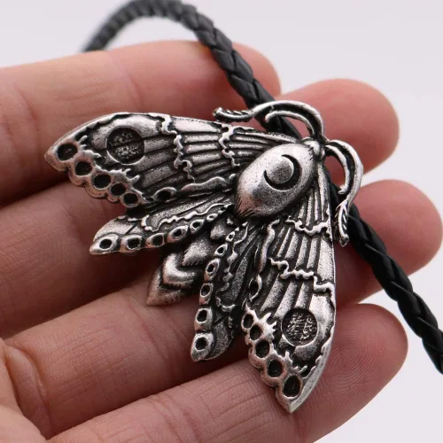 Miniatura 3 de Caiyao Collares de oso polar vikingo con estampado de pata, colgante de disco redondo grande de oso con huella de garra, mariposa, polilla
