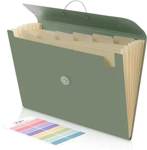 Miniatura 10 de SKYDUE Organizador de Archivos de Acordeón, Carpeta de Archivos Expandible con 7 Bolsillos, Organizador Portátil de Recibos, Papel de Facturas