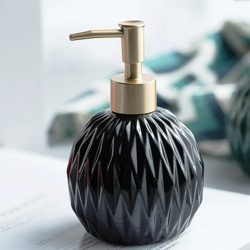Ceramics - Dispensador de jabón dorado para baño, dispensador de jabón de alivio para fregadero de cocina, botella de jabón líquido recargable de