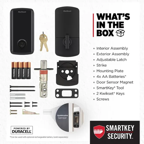 Miniatura 8 de Kwikset Halo Select Plus Cerrojo Inteligente de Pantalla Táctil Negro Mate Apple Home Keys Tap-to-Unlock, Wi-Fi y Matter Habilitado con Sensor