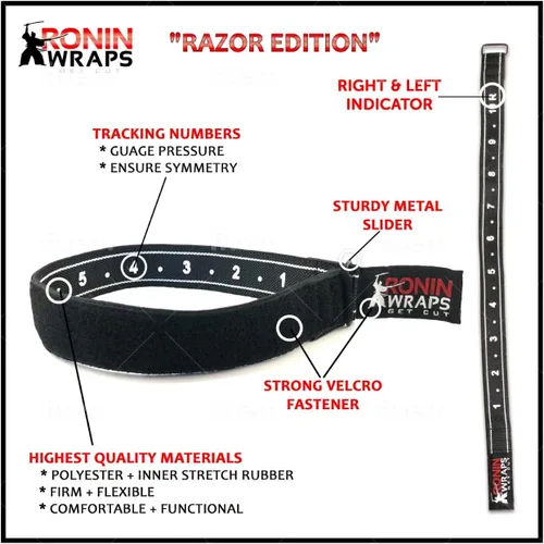 Miniatura 3 de Ronin Wraps Razor Edition Bandas rígidas de oclusión BFR para entrenamiento de la parte superior del cuerpo Entrenamientos de restricción