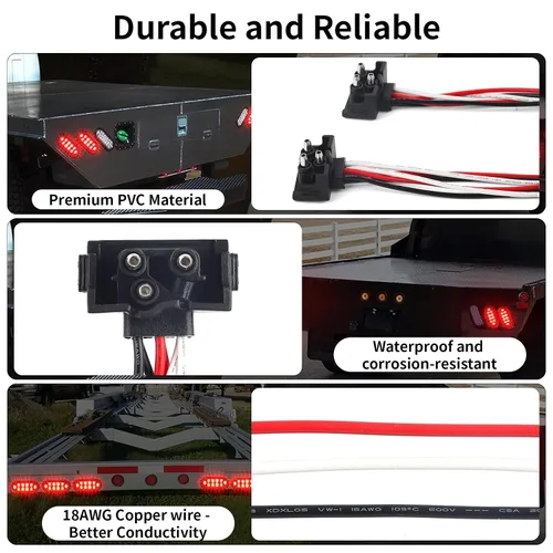 Miniatura 4 de 20x Enchufes de 3 Cables, Rollo de Arnés de Cable Tipo Bala Triple Macho, Arnés Pigtail de 3 Clavijas en Ángulo Recto 18AWG para Luz