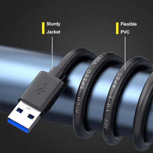 Miniatura 3 de Cable USB A a A: cable USB 3.0 de alta resistencia de 7 pies USB A a USB A macho a macho de doble extremo USB a USB compatible con cajas de disco