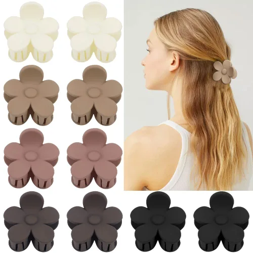 ATODEN Accesorios para el cabello de flores pequeñas: 10 pinzas de garra de margarita, pinzas de mandíbula mate de 1.6 pulgadas para cabello grueso,