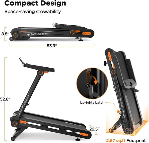 Miniatura 6 de Vitalwalk Caminadora plegable con inclinación automática, cinturón comercial de 49 x 18 pulgadas de ancho, 10 MPH, 3.5 HP sin escobillas, caminadora