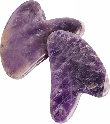 Miniatura 2 de Piedra preciosa natural de cristal Gua Sha herramienta de raspado SPA herramienta de masaje (amatista)