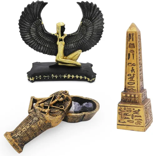 Miniatura 14 de Faraón del Antiguo Egipto para acuario, decoración de pecera, decoración (juego de 3) Esfinge, momia, sacerdote, cráneo, escultura, reptil, tortuga