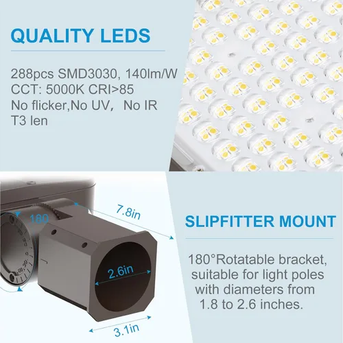 Miniatura 5 de Iluminación LED de estacionamiento de 320W (150Lm/W) 63000Lm 5000K Luces de estacionamiento LED para exteriores con montaje en poste inteligente