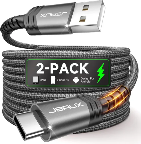 Miniatura 9 de JSAUX Cable USB C [2 unidades de 6.6 pies], cable USB A a USB de carga rápida para iPhone Air, iPhone 17, iPhone 17 Pro, iPhone 17 Pro Max, iPhone