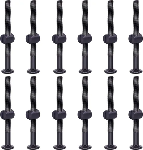 Miniatura 10 de Swpeet 25 tornillos de cabeza hexagonal M6 de 3.150 in, color negro, para cuna, cuna y tuercas de barril con 1 llave Allen, perfecta para muebles