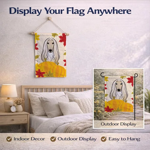 Miniatura 7 de Caroline's Treasures BB2050GF - Bandera decorativa para jardín de Acción de Gracias con sabueso afgano para patio exterior, jardín, jardín
