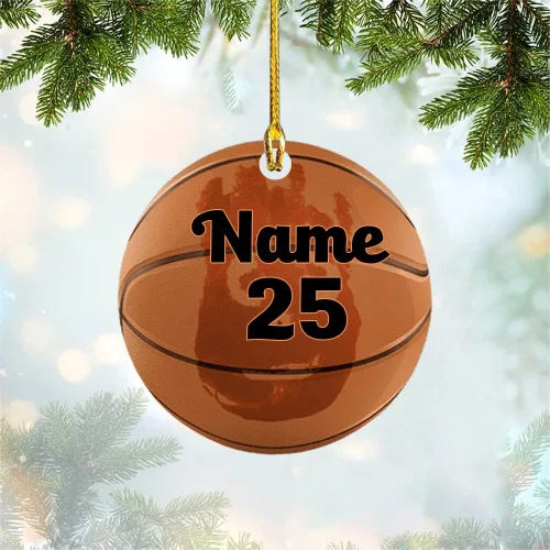 Miniatura 5 de Adorno de baloncesto, adorno de acrílico plano con forma de pelota de baloncesto, adorno de Navidad de baloncesto, regalos para jugadores