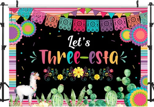 Miniatura 4 de Lofaris Telón de fondo mexicano para tercer cumpleaños, fiesta de tercer cumpleaños, decoración de fiesta de cumpleaños para niñas, fondo
