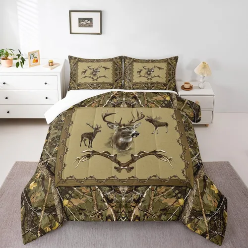 Miniatura 12 de Erosebridal Juego de edredón de campamento para niños y niñas, ropa de cama de campista tamaño twin, edredón vintage de campamento feliz