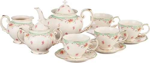 Miniatura 9 de Juego de té de 11 piezas de porcelana clásica Gracie China, Azul