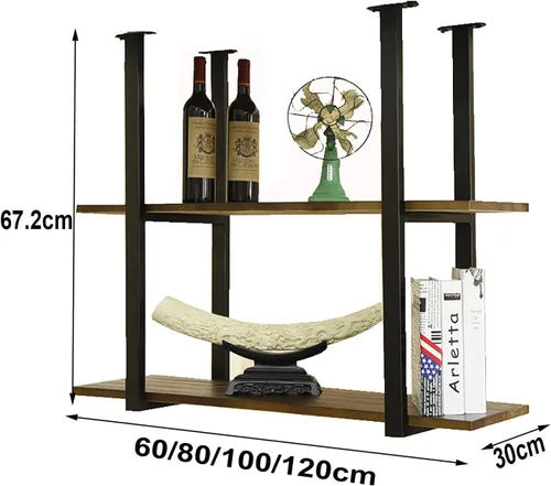 Miniatura 3 de Shelves Whftd Ceiling Wine Rack Plant Display Stand - Industrial Retro Solid Wood Hanging Shelf, 2 Layer Industrial Pipe Shelves, Display Flower