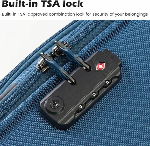 Miniatura 2 de Coolife Equipaje 4 piezas Maleta TSA Lock Spinner Softshell ligero, Negro+Azul