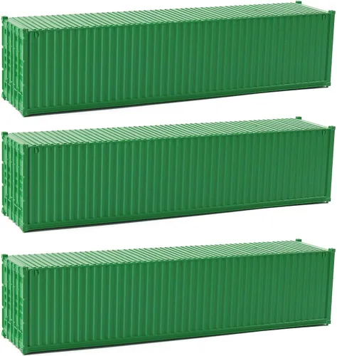 Miniatura 17 de 3pcs HO Escala sin decorar 40 ' (pies) Contenedores de envío 1:87 Contenedor lateral acanalado blanco C8740W