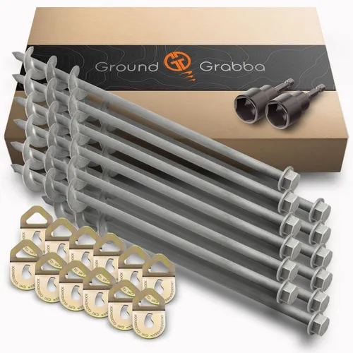 Miniatura 10 de GROUNDGRABBA Estaca atornillada para suelo normal a duro Tornillos de tierra de anclaje de tierra impulsados por taladro de primera calidad 2
