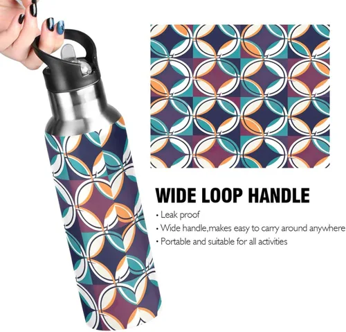 Miniatura 4 de BPA-Free Sport Water Bottle 32 Oz, Insulated Stainless Steel Water Bottle with Straw for Gym Outdoor Travel School, Kaleidoscope
