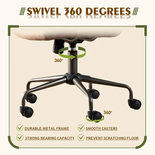 Miniatura 6 de CAODOC Silla de Oficina con Respaldo Alto, Silla de Oficina Giratoria Moderna, Silla de Juego de Tela de Gamuza Marrón, Silla de Oficina