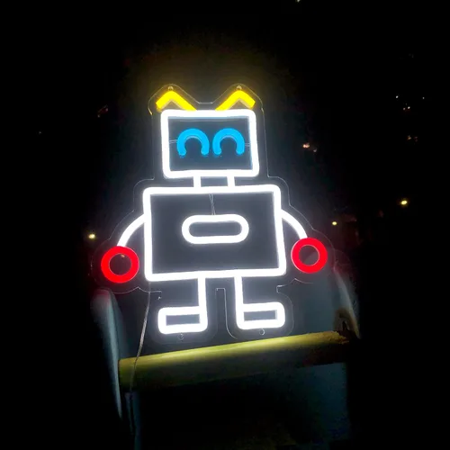 Miniatura 6 de Letrero de neón de robot, adorable y contemporáneo, luz de neón para decoración de sala de estar, letrero de neón para habitación de niños, regalo