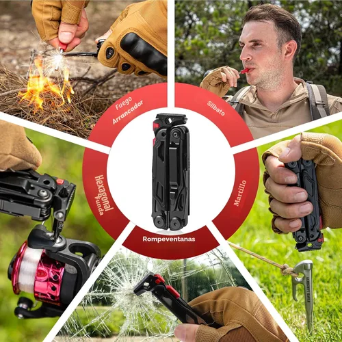 Miniatura 3 de WETOLS Multiherramienta con cuchillo de bolsillo, alicates de punta de aguja de acero inoxidable 27 en 1 con destornilladores, herramienta multiusos