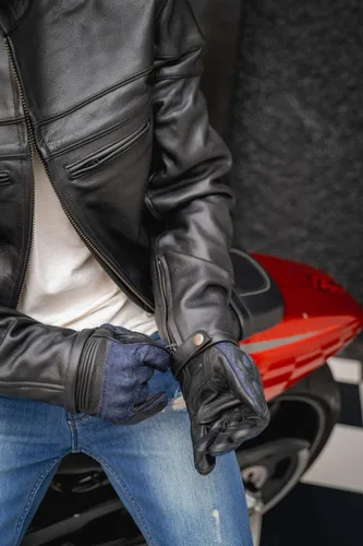 Miniatura 9 de Vance Leather Chaqueta Racer de cuero prémium con rejillas de ventilación para hombre