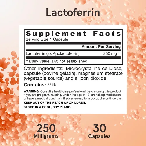 Miniatura 6 de Jarrow Formulas Suplementos de lactoferrina de 250 mg – Glicoproteína de apoyo inmunológico para un apoyo saludable del sistema inmunológico
