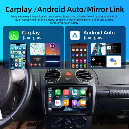 Miniatura 4 de 2+64G Carplay - Radio inalámbrica para coche Android para VW Beetle 2004-2010, pantalla táctil de 9 pulgadas con Android Auto/DSP/UI