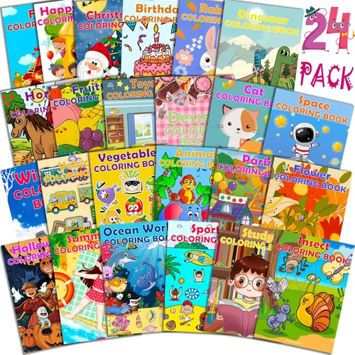 Paquete de 24 libros para colorear para niños de 4-8 y 8-12 años, libros para colorear pequeños al por mayor para niños de 2-4 años, detalles y