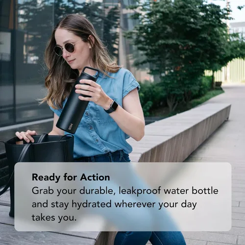 Miniatura 6 de MiiR - Botella de agua de boca ancha - Botella de agua aislada de 32 onzas en acero inoxidable con aislamiento de vacío de doble pared, diseño a