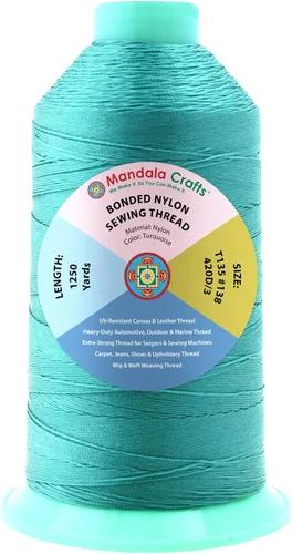Miniatura 149 de Mandala Crafts - Hilo de nailon para coser cuero, tapicería, mezclilla y para trenzar el pelo; resistente, 1500 yardas, tamaño 69 T70 Marrón