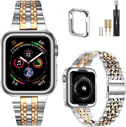 Miniatura 10 de MioHHR - Correa compatible con Apple Watch de 49 mm Ultra 3/2/1, correa de metal de acero inoxidable sólida para iWatch 49 mm Series Ultra 3/2/1