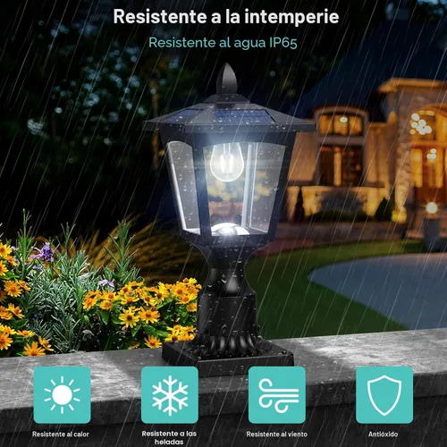 Miniatura 4 de Luces Solares para Postes, Lámpara Solar de Poste de 6000K de Anochecer a Amanecer con Base de Montaje para Poste, Luces Solares para Postes