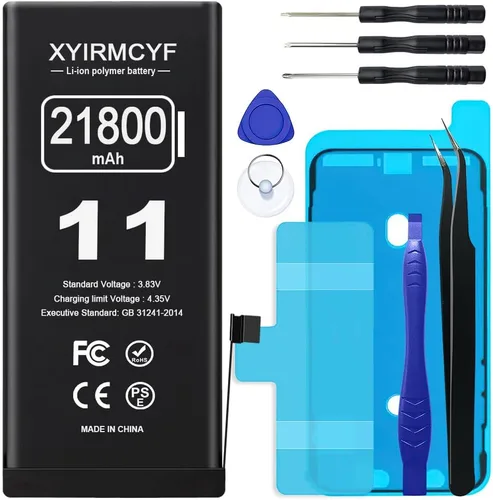 XYIRMCYF Batería de Super Capacidad de 21800mAh Compatible con iPhone 11, Batería de Reemplazo Li-Polímero de 0 Ciclos para iPhone 11, con Kit de